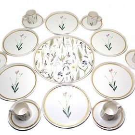 Porland Botanical Menekşe Desenli 7'li Pasta Sunum Seti