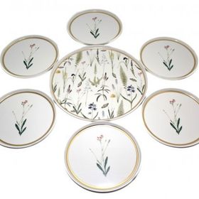 Porland Botanical Menekşe Desenli 7'li Pasta Sunum Seti