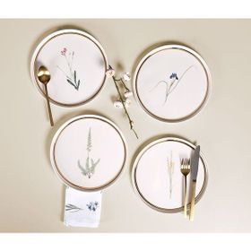 Porland Botanical Serisi 4'lü 21 cm Düz Pasta Tabak Takımı