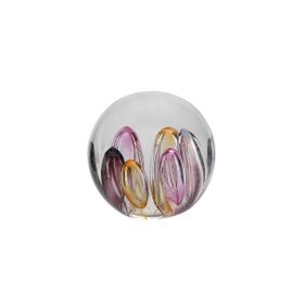 Porland Bubble Pembe Mor 9 cm Cam Kağıt Ağırlığı