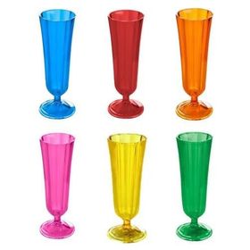 Porland Cam Karma Renk Ayaklı 6'lı 130 cc Flüt Bardak