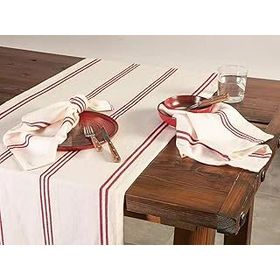 Porland Chantilly Kırmızı 50x150 cm Çizgili Pamuk Runner