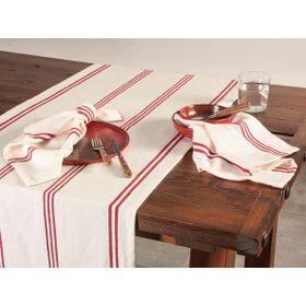 Porland Chantilly Kırmızı 50x150 cm Çizgili Pamuk Runner
