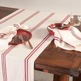 Porland Chantilly Kırmızı 50x150 cm Çizgili Pamuk Runner