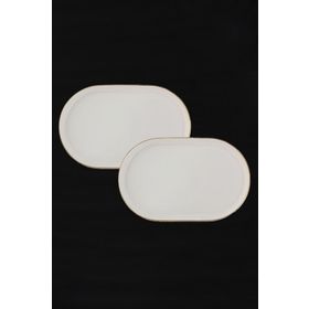Porland Chopin 2 Parça 18 cm Altın Yaldızlı Kayık Tabak ve Sunum Seti