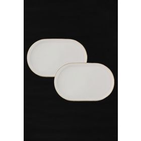 Porland Chopin 2 Parça 18 cm Altın Yaldızlı Kayık Tabak ve Sunum Seti