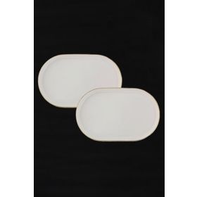 Porland Chopin 2 Parça 18 cm Altın Yaldızlı Kayık Tabak ve Sunum Seti