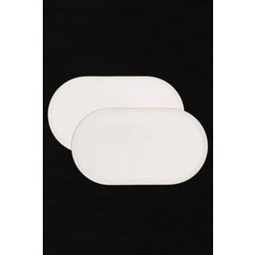 Porland Chopin 2 Parça 28 cm Altın Yaldızlı Kayık Tabak ve Sunum Seti