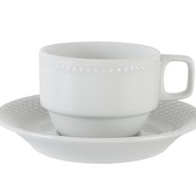 Porland Collet Beyaz 150 cc Tabaklı Çay Fincanı