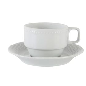 Porland Collet Beyaz 150 cc Tabaklı Çay Fincanı