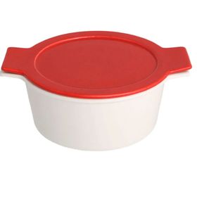 Porland Cookland İndüksiyonlu 1.3 lt Porselen Kırmızı Kapaklı Derin Tencere