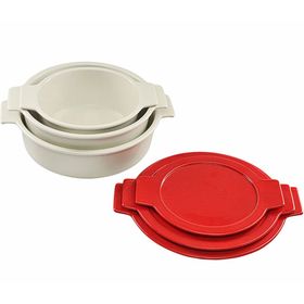 Porland Cookland İndüksiyonlu 6 Parça Porselen Kırmızı Tencere Takımı