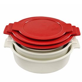 Porland Cookland İndüksiyonlu 6 Parça Porselen Kırmızı Tencere Takımı