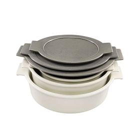 Porland Cookland İndüksiyonlu 6 Parça Porselen Koyu Gri Tencere Takımı
