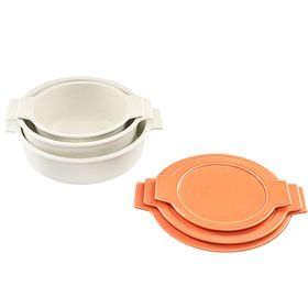 Porland Cookland İndüksiyonlu 6 Parça Porselen Turuncu Tencere Takımı