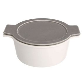 Porland Cookland Isıya Dayanıklı 1.3 lt Porselen Koyu Gri Kapaklı Derin Tencere