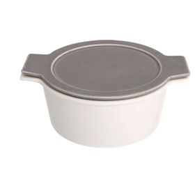 Porland Cookland Isıya Dayanıklı 1.4 lt Porselen Koyu Gri Kapaklı Derin Tencere