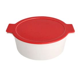 Porland Cookland Isıya Dayanıklı 2.1 lt Porselen Kırmızı Kapaklı Derin Tencere