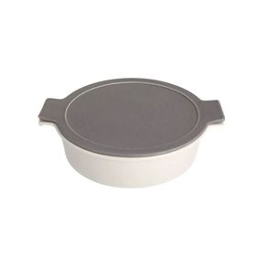 Porland Cookland Isıya Dayanıklı 2 lt Porselen Koyu Gri Kapaklı Basık Tencere