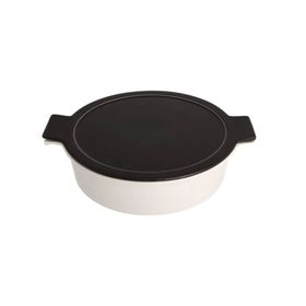 Porland Cookland Isıya Dayanıklı 2 lt Porselen Siyah Kapaklı Basık Tencere