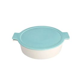 Porland Cookland Isıya Dayanıklı 2 lt Porselen Turkuaz Kapaklı Basık Tencere