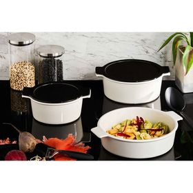 Porland Cookland Isıya Dayanıklı 6 Parça Porselen Kapaklı Tencere Takımı
