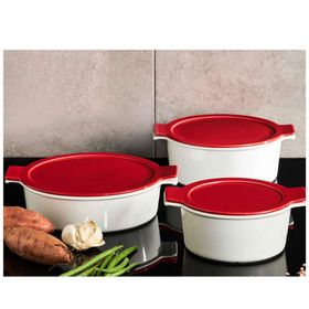 Porland Cookland Isıya Dayanıklı 6 Parça Porselen Kapaklı Tencere Takımı