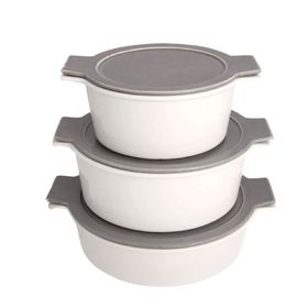 Porland Cookland Isıya Dayanıklı 6 Parça Porselen Koyu Gri Kapaklı Tencere Takımı