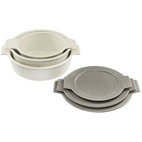 Porland Cookland Isıya Dayanıklı 6 Parça Porselen Koyu Gri Kapaklı Tencere Takımı