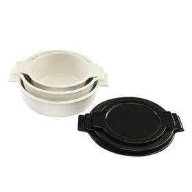 Porland Cookland Isıya Dayanıklı 6 Parça Porselen Siyah Kapaklı Tencere Takımı