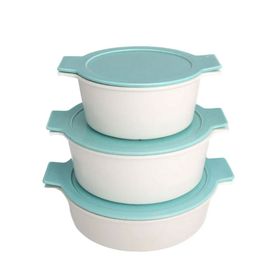Porland Cookland Isıya Dayanıklı 6 Parça Porselen Turkuaz Kapaklı Tencere Takımı