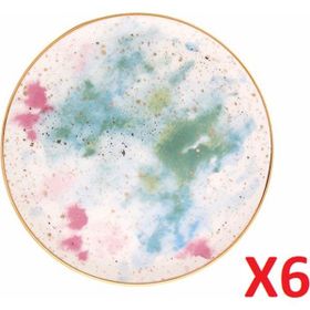 Porland Cosmos Desen 17 cm 6'lı Düz Tabak