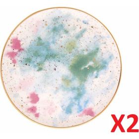 Porland Cosmos Desen 2'li 17 cm Düz Tabak