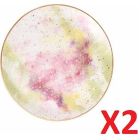 Porland Cosmos Desen 2'li 17 cm Düz Tabak
