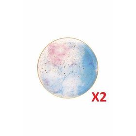 Porland Cosmos Desen 2'li 17 cm Düz Tabak
