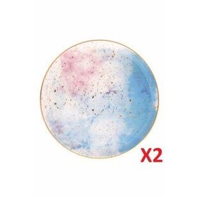 Porland Cosmos Desen 2'li 24 cm Düz Tabak