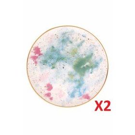 Porland Cosmos Desen 2'li 24 cm Düz Tabak