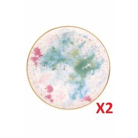 Porland Cosmos Desen 2'li 24 cm Düz Tabak
