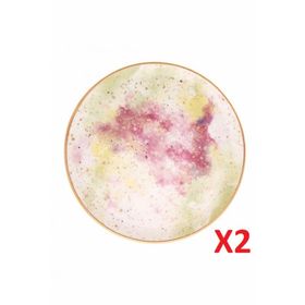 Porland Cosmos Desen 2'li 24 cm Düz Tabak