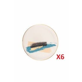 Porland Dash 21 cm 6'lı Renkli Düz Pasta Tabağı