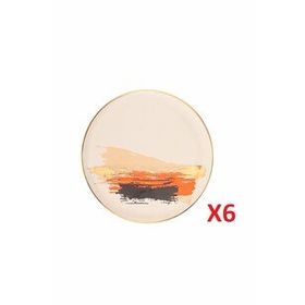 Porland Dash 21 cm 6'lı Renkli Düz Pasta Tabağı