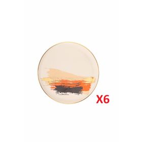Porland Dash 21 cm 6'lı Renkli Düz Pasta Tabağı