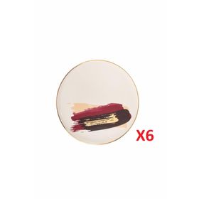 Porland Dash 21 cm 6'lı Renkli Düz Pasta Tabağı