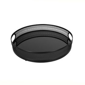 Porland Decipula Siyah 30 cm Yuvarlak Tepsi