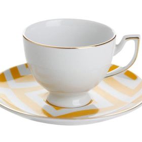 Porland Desen 4 Sarı 170 cc Morocco Tabaklı Çay Fincanı