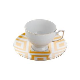 Porland Desen 4 Sarı 170 cc Morocco Tabaklı Çay Fincanı