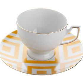 Porland Desen 4 Sarı 170 cc Morocco Tabaklı Çay Fincanı