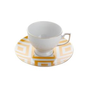 Porland Desen 4 Sarı 170 cc Morocco Tabaklı Çay Fincanı