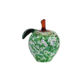 Porland Elma 9 cm Yeşil Cam Biblo