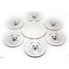 Porland Forest 7 Parça Servis Tabağı Ve Bear Pasta Sunum Seti
